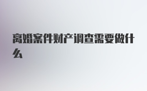 离婚案件财产调查需要做什么