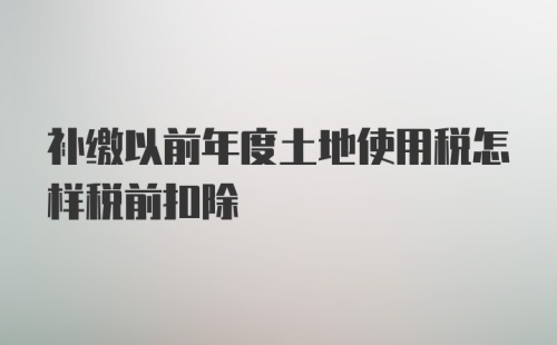 补缴以前年度土地使用税怎样税前扣除