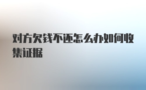 对方欠钱不还怎么办如何收集证据