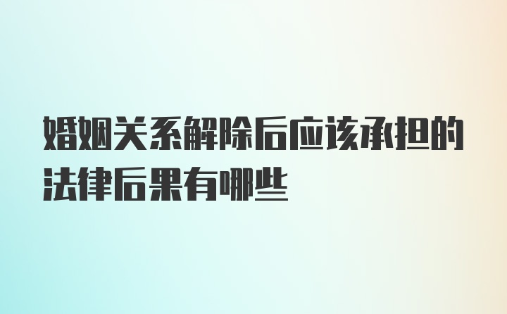 婚姻关系解除后应该承担的法律后果有哪些