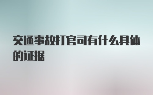 交通事故打官司有什么具体的证据