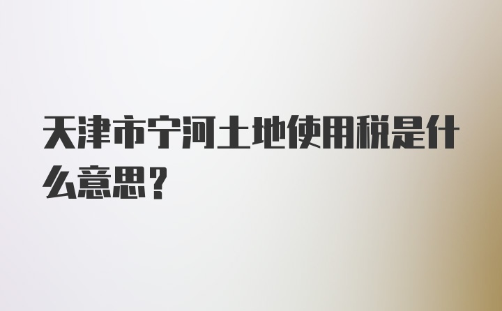 天津市宁河土地使用税是什么意思?