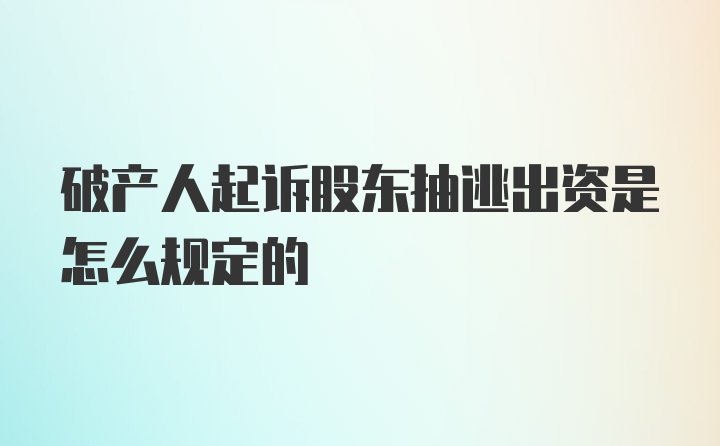 破产人起诉股东抽逃出资是怎么规定的