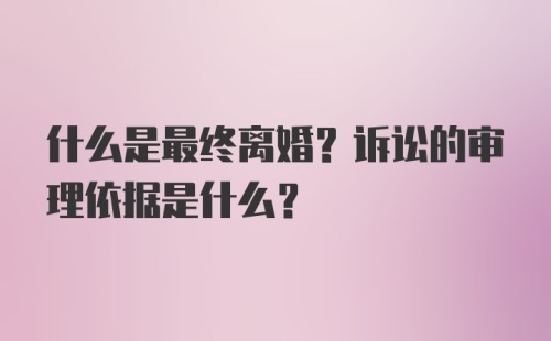 什么是最终离婚？诉讼的审理依据是什么？