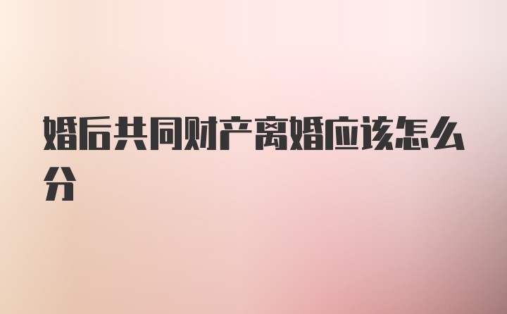 婚后共同财产离婚应该怎么分