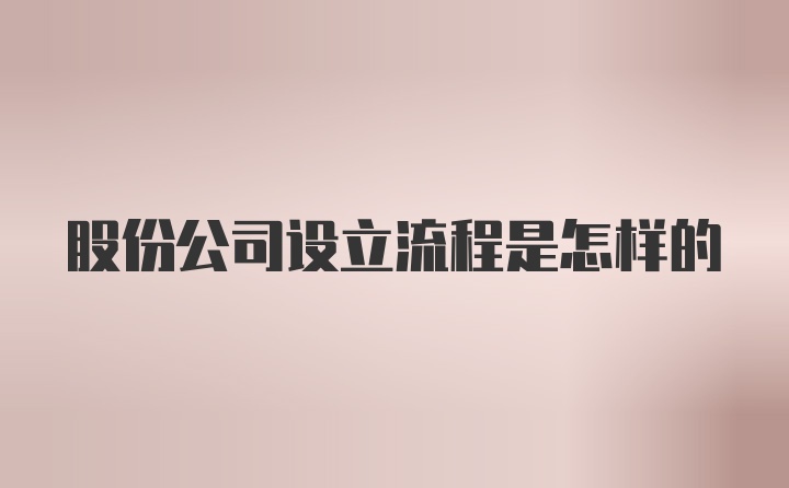 股份公司设立流程是怎样的