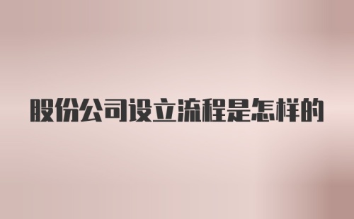 股份公司设立流程是怎样的