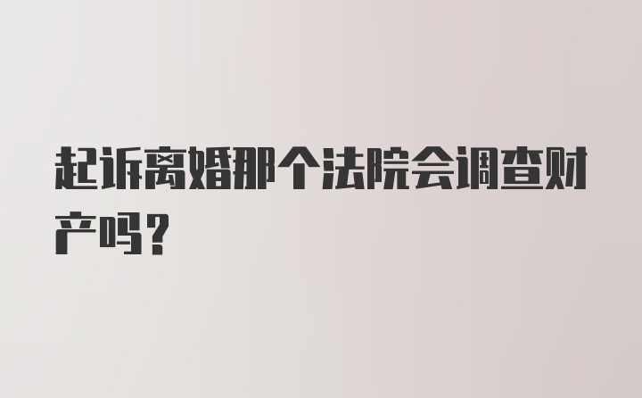 起诉离婚那个法院会调查财产吗？