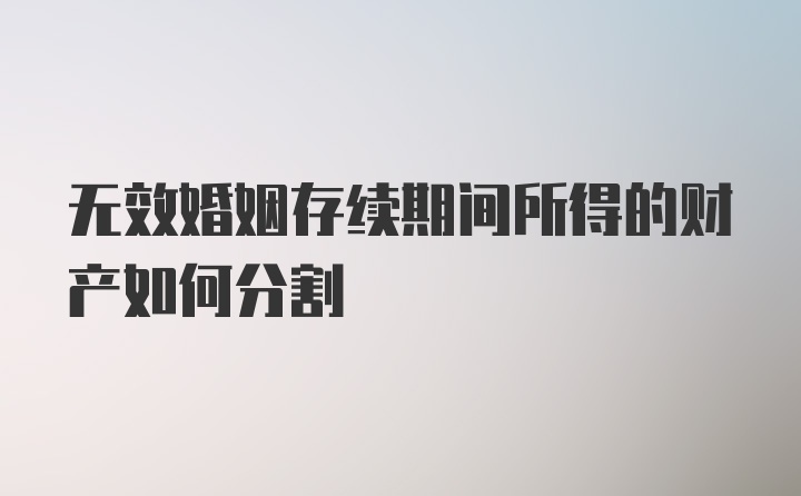 无效婚姻存续期间所得的财产如何分割