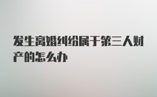 发生离婚纠纷属于第三人财产的怎么办