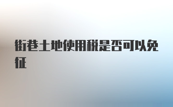 街巷土地使用税是否可以免征