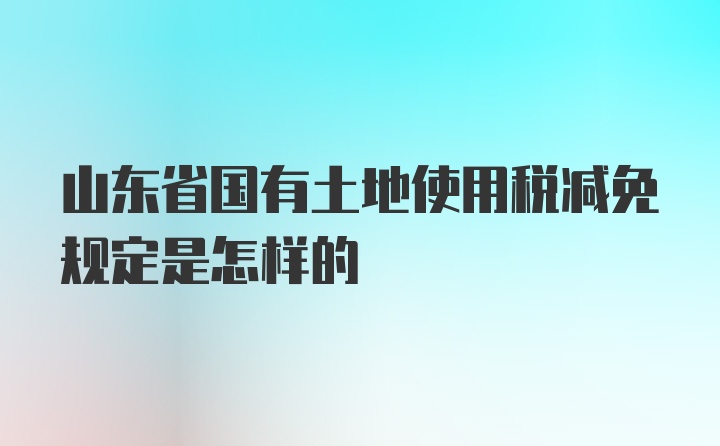 山东省国有土地使用税减免规定是怎样的