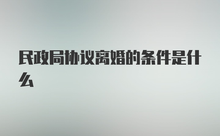 民政局协议离婚的条件是什么