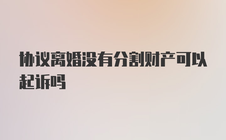 协议离婚没有分割财产可以起诉吗