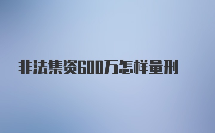 非法集资600万怎样量刑