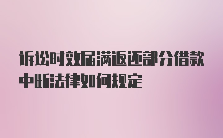 诉讼时效届满返还部分借款中断法律如何规定