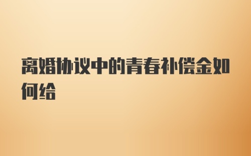 离婚协议中的青春补偿金如何给