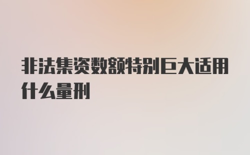 非法集资数额特别巨大适用什么量刑