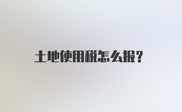 土地使用税怎么报？