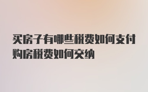 买房子有哪些税费如何支付购房税费如何交纳