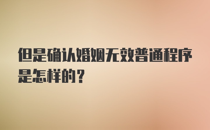 但是确认婚姻无效普通程序是怎样的？