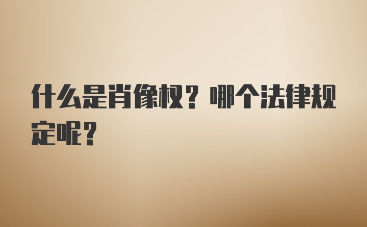 什么是肖像权？哪个法律规定呢？