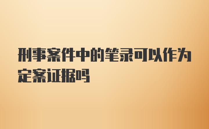 刑事案件中的笔录可以作为定案证据吗