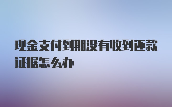 现金支付到期没有收到还款证据怎么办