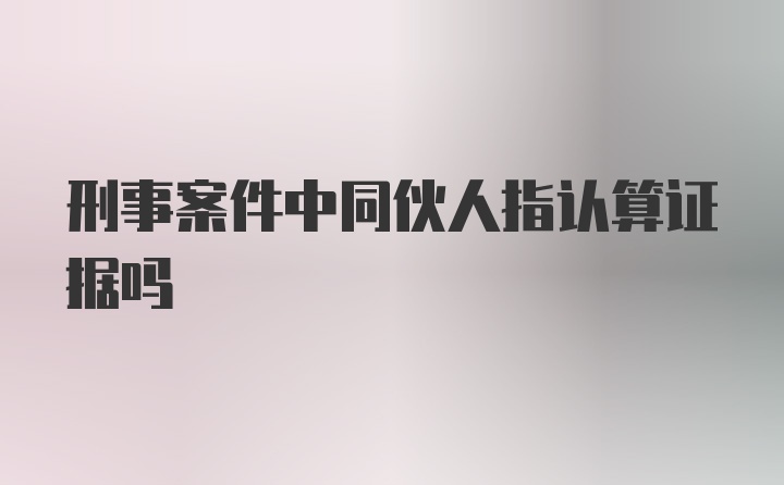 刑事案件中同伙人指认算证据吗