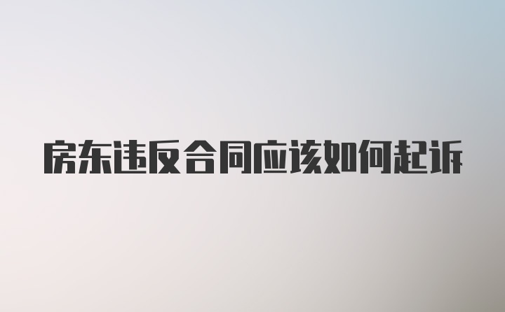 房东违反合同应该如何起诉