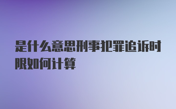 是什么意思刑事犯罪追诉时限如何计算