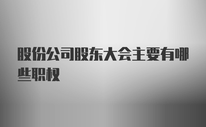 股份公司股东大会主要有哪些职权