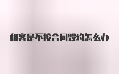 租客是不按合同毁约怎么办