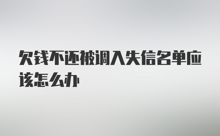 欠钱不还被调入失信名单应该怎么办