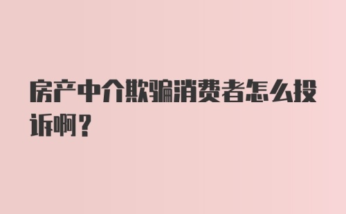 房产中介欺骗消费者怎么投诉啊？