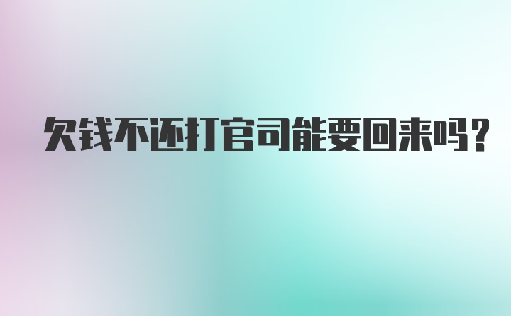 欠钱不还打官司能要回来吗？