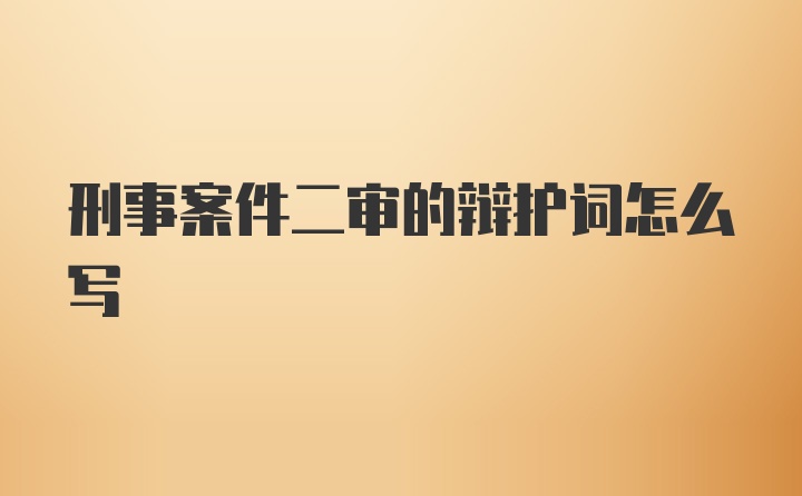 刑事案件二审的辩护词怎么写