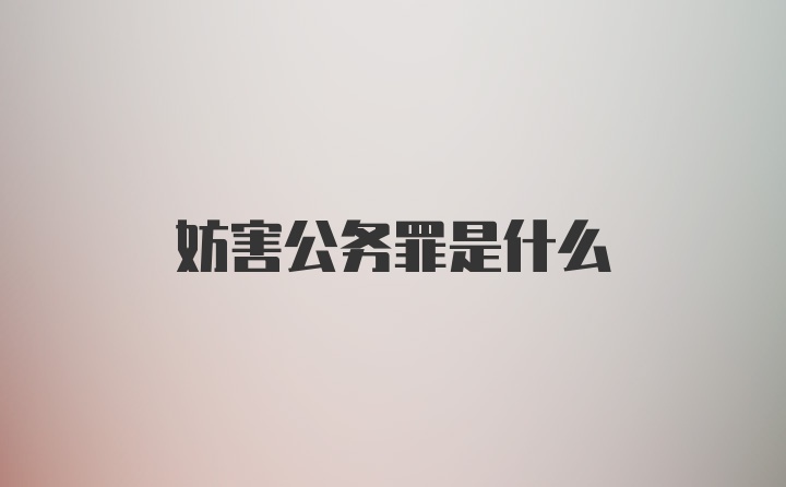 妨害公务罪是什么