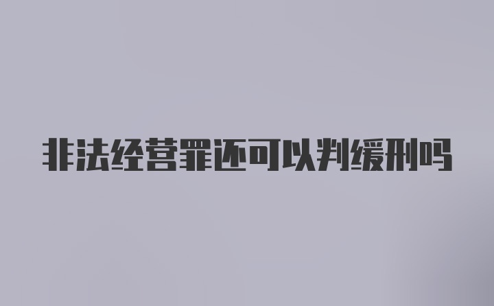 非法经营罪还可以判缓刑吗