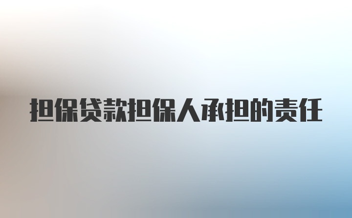 担保贷款担保人承担的责任