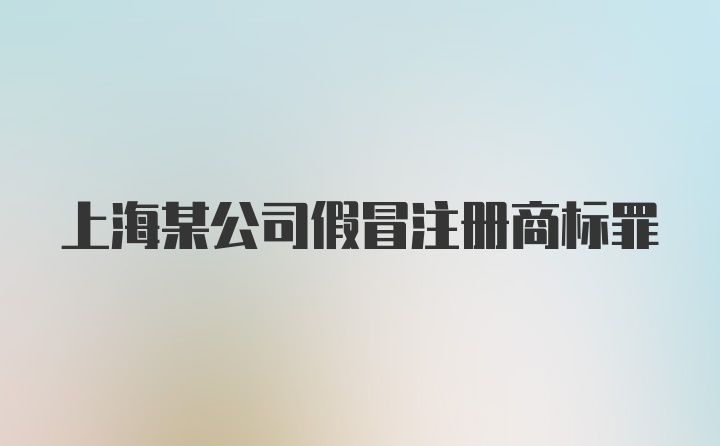 上海某公司假冒注册商标罪