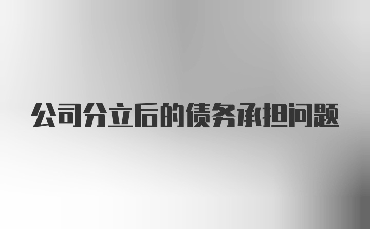 公司分立后的债务承担问题