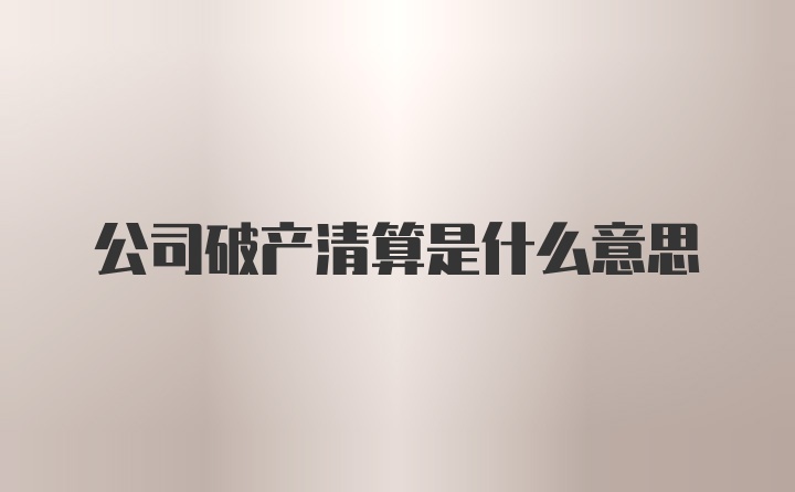 公司破产清算是什么意思