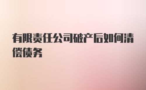 有限责任公司破产后如何清偿债务