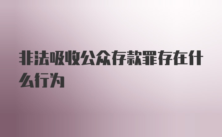 非法吸收公众存款罪存在什么行为