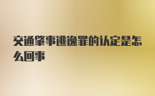 交通肇事逃逸罪的认定是怎么回事