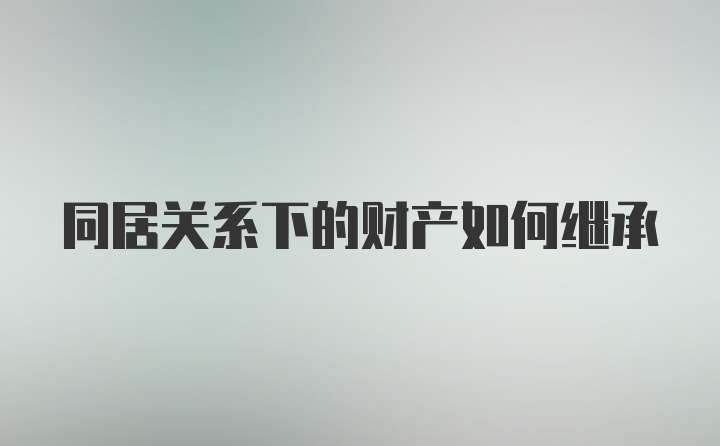 同居关系下的财产如何继承