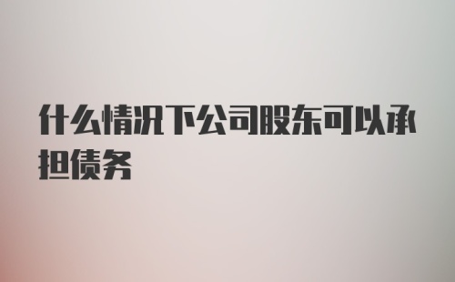 什么情况下公司股东可以承担债务