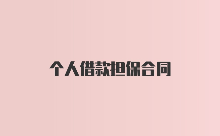 个人借款担保合同