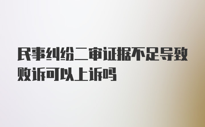 民事纠纷二审证据不足导致败诉可以上诉吗